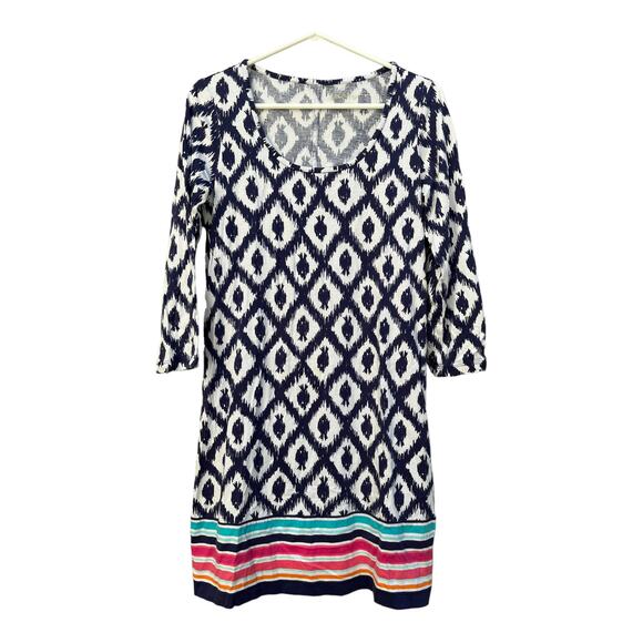Lilly Pulitzer Dresses & Skirts - Lilly Pulitzer Beacon T-Shirt Dress 3/4 Sleeve Fish Blue White Women's Medium